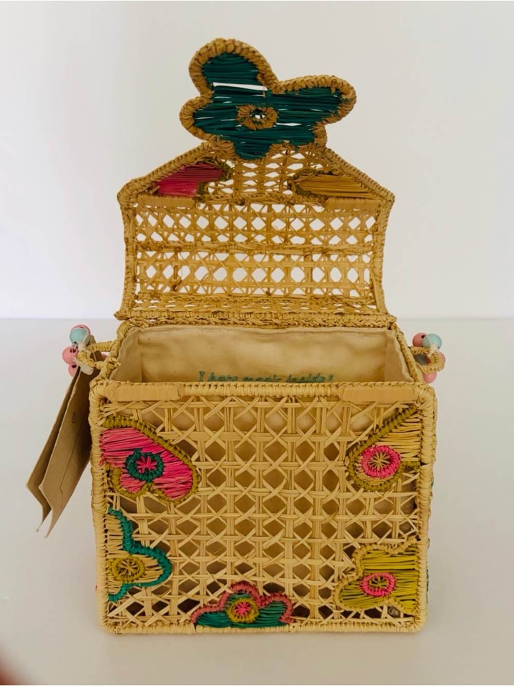 MERCEDES SALAZAR The Leafy Pink Raffia Bag - Picture 3 of 9